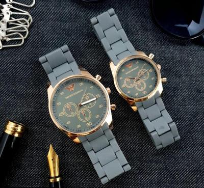 2 Pcs Unisex Stainless Steel Chronograph Couple Watches - Round Multicolor Design
